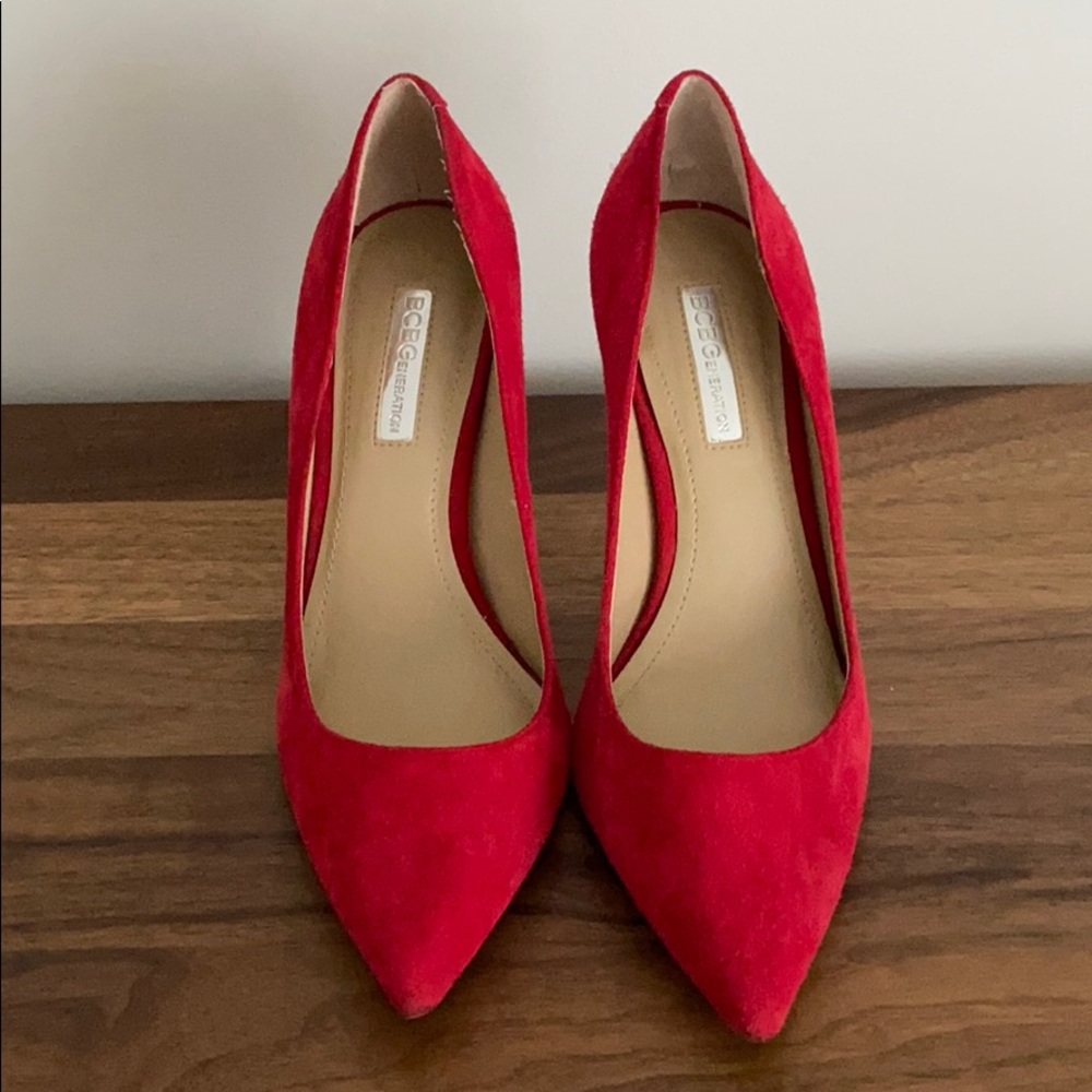BCBG 4” Red Suede Pumps